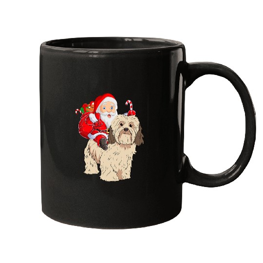 Dog Havanese Christmas Santa Claus Riding Havanese Dog xmass Dog Mugs