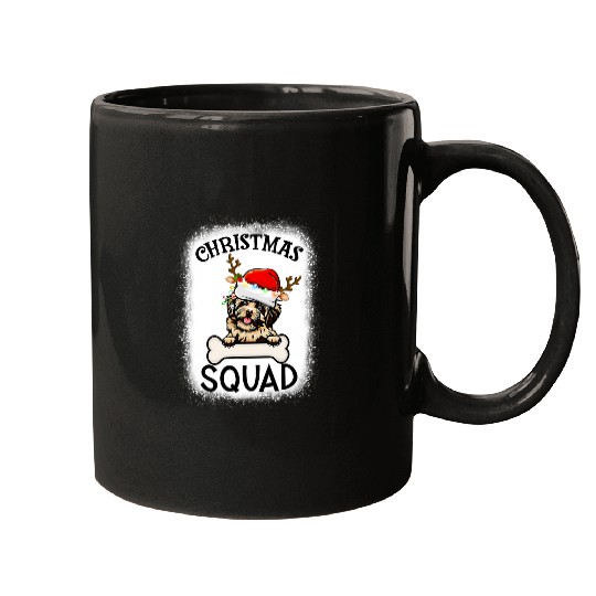Dog Havanese Christmas Squad Havanese Dog Santa Hat Light Bleached Mugs