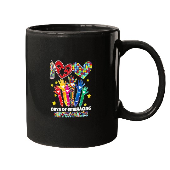 Autism Awareness Embrace Differences 100 Days Of School Neurodiverse Mugs