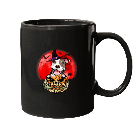 Bully Witch Pumpkin Halloween 216 Pitbull Dog Mugs