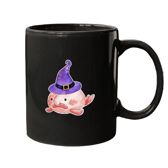Halloween Ugly Blobfish Witch Spooky Cute Animal Art Mugs