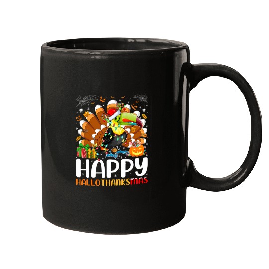 Hornbill Bird Lover Halloween Christmas Happy Hallothanksmas Mugs