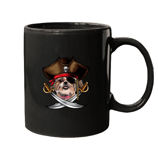 Funny Shih Tzu Dog Pirate Captain Halloween Mugs