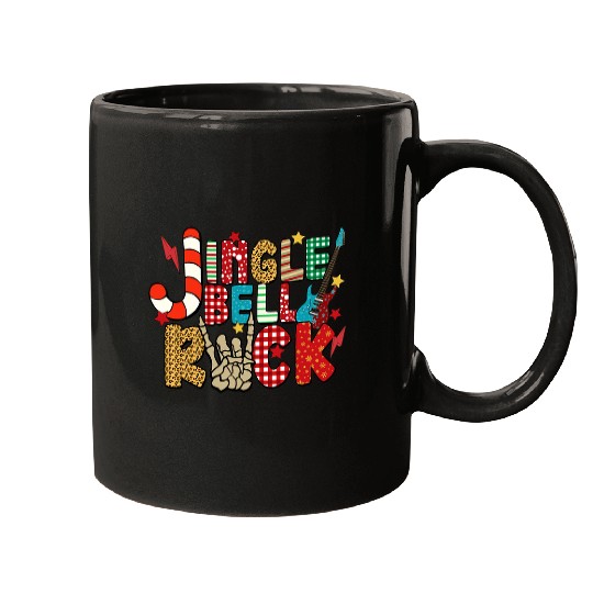 Skeletons Skulls Jingle Bell Rock Skeletons Hands Electric Guitar Rock Roll Skull Mugs