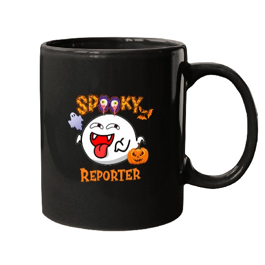 Boo Halloween Costume Spooky Reporter Mugs
