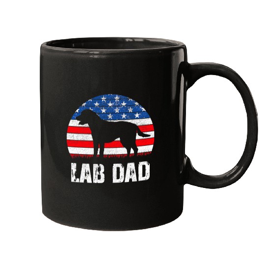 Labrador Lab Dog Mens Black Labrador Dad USA American Flag Yellow Lab 4th of July Mugs