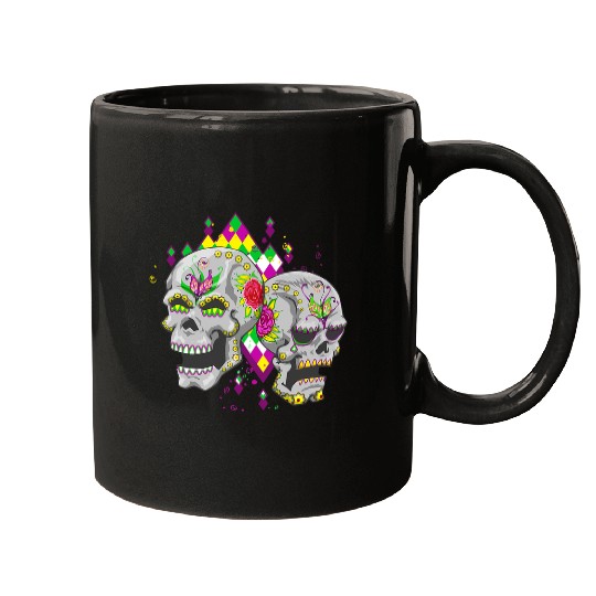 Skeletons Skulls Comedy Tragedy VooDoo Skulls Mardi Gras Skull Mugs