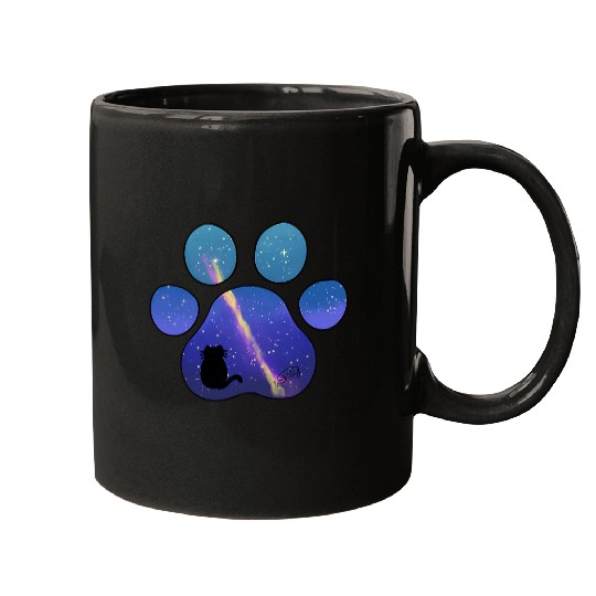 Galaxy Cat Paw Print Mugs