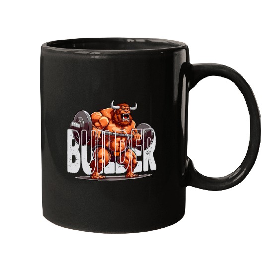 Angry Body Builder Buffalo lifting barbell Standard Mugs