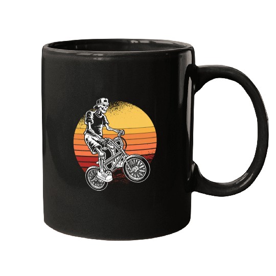 Skeletons Skulls Biking Lazy Halloween Costume Retro Bicycle Skull Mugs