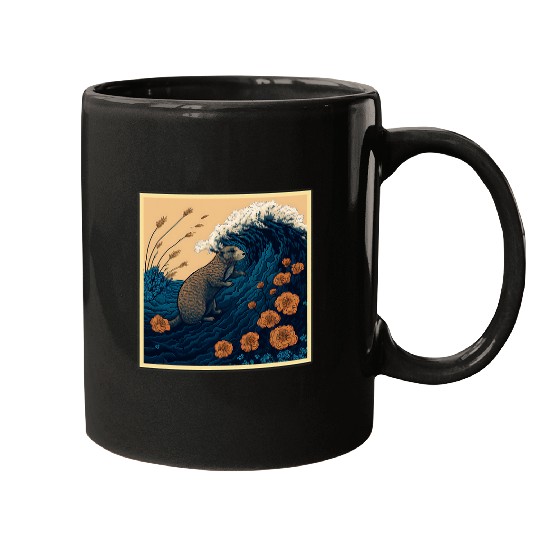 Surrealism Japanese Painting Groundhog Mugs