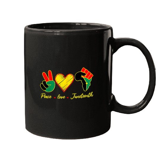Peace Love Juneteenth Black History Month Afro African Pride Mugs