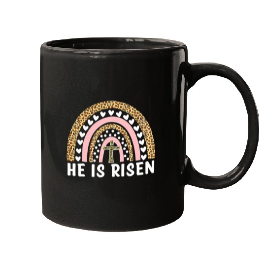 Christian He Is Risen Leopard Rainbow Christian Jesus Happy Easter Day Christ Mugs