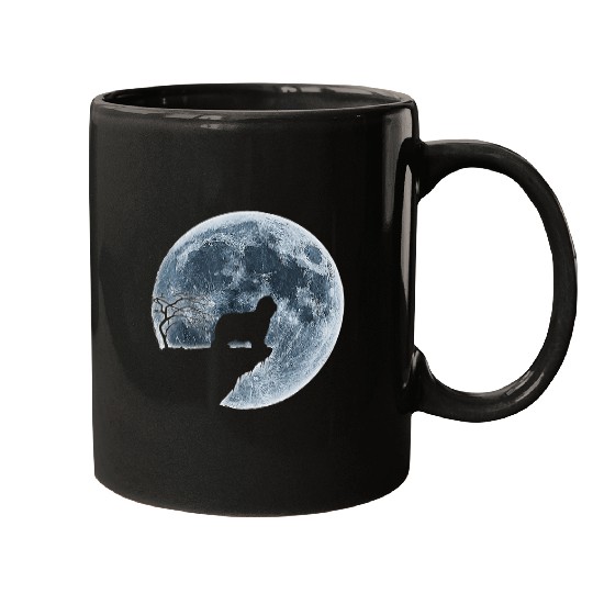 Bearded Collie Halloween Costume Moon Silhouette Mugs