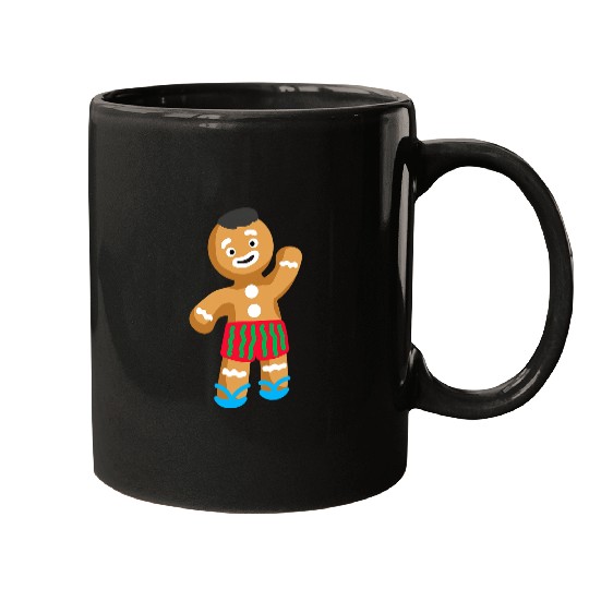 Swimming Pool Christmas in the summer party gingerbread man in swimming trunks Mugs