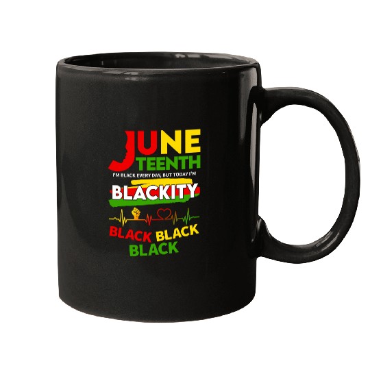 Blackity Black History Afro Juneteenth Afrocentric Novelty Mugs