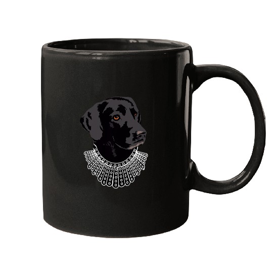 Labrador Lab Dog with Ruth Bader Ginsburg Collar RBG Labrador Mugs