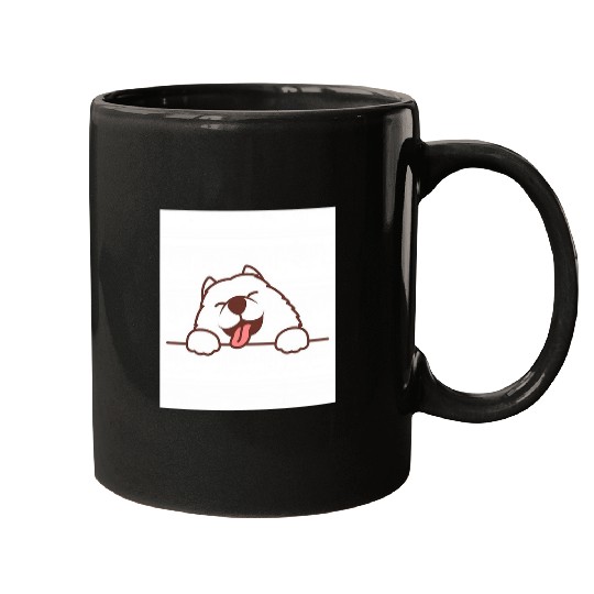 Dog Samoyed Cute Baby Happy White Samoyed Puppy Dog Mugs
