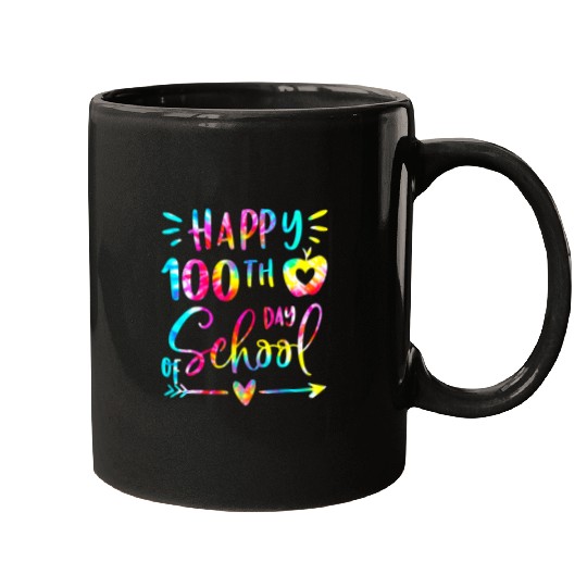 Tie Dye Happy 100th Day Of School Teacher Student 100 Days Mugs