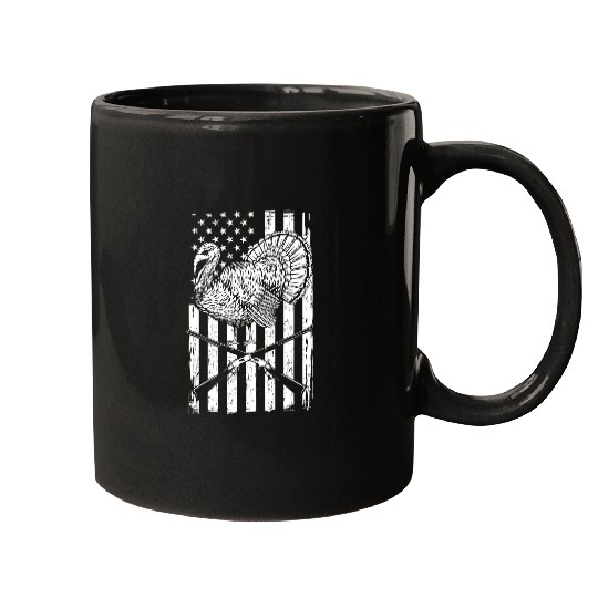 Turkey Hunting American Flag Independence Day Mugs