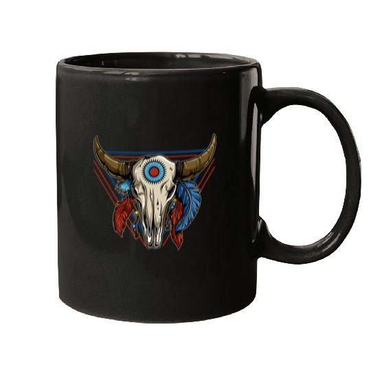 Skeletons Skulls Classic Buffalo Skull Native American Tribe Totem Skull Mugs