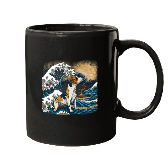 Dog Jack Russell Surrealism Japanese Painting Jack Russell dog Mugs