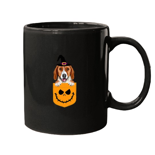 Halloween Pocket American Foxhound Scary Jack O Lantern Mugs