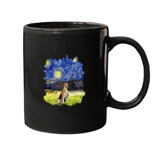 Starry Night Impressionist Dog Art English Foxhound Mugs
