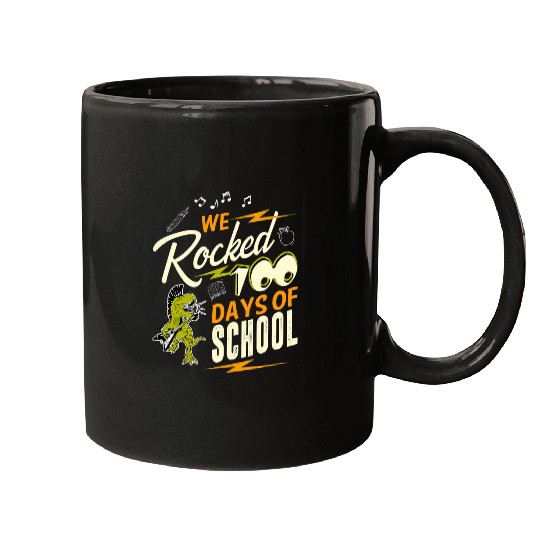 Funny Student Gift T Rex We Rocked 100 Days Of School Mugs