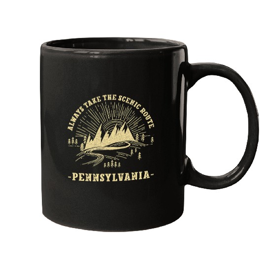 Hiking Hiker Always Take the Scenic Route Pennsylvania Hiking PA Hike Mugs