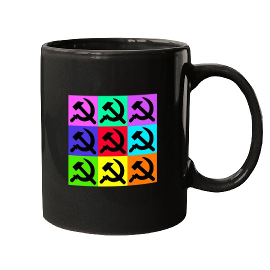 Black Hammer and Sickle Communist Colorful Pop Art Mugs