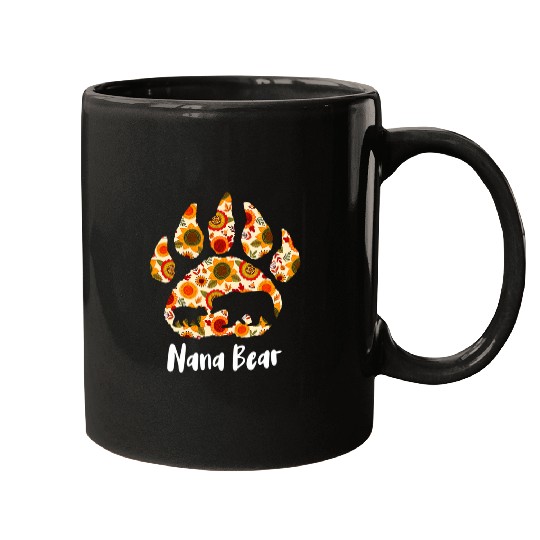 Funny Bear Womens Nana Bear Mothers Day Cute Animal Floral Print Grandma Cute Bears Mugs