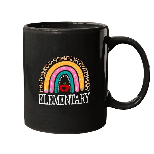 Elementary Teacher Leopard Rainbow Student Back To School Mugs