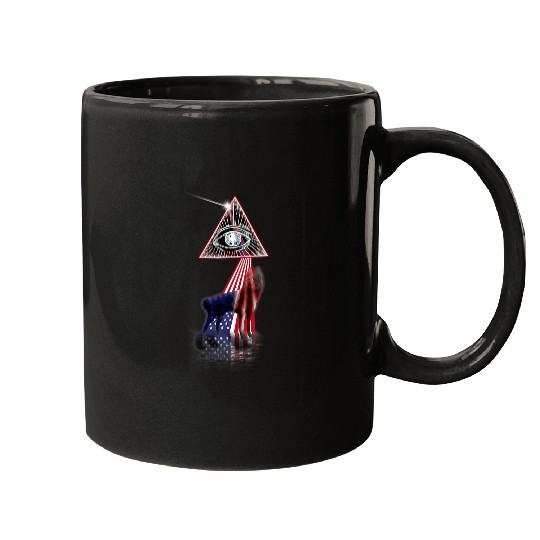 vintages Retro Prism US Flag American Foxhound Mugs