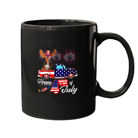Dog Basset Hound 4th Of July Basset Hound Wearing Sunglasses On Pickup Truck Mugs