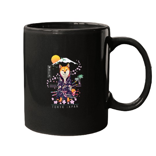 Dog Shiba Inu Japanese Aesthetic Sakura Cherry Blossoms 137 Mugs