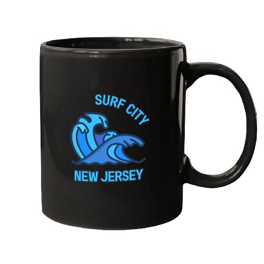 Surf Life Graphic Surf City New Jersey Pocket Wave Souvenir Mugs