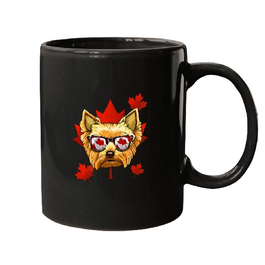 Yorkshire Terrier Canadian Yorkshire Terrier Dog Maple Leaf Canada Flag 278 Yorkie Mugs