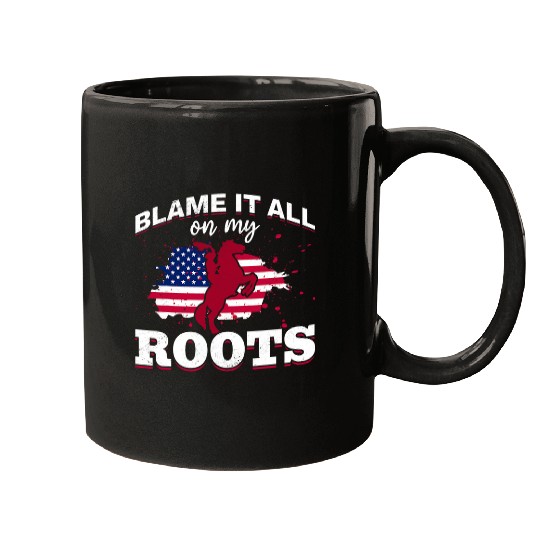 Horse Rodeo Riding Cowboy USA Blame it all on my Roots 3 Mugs
