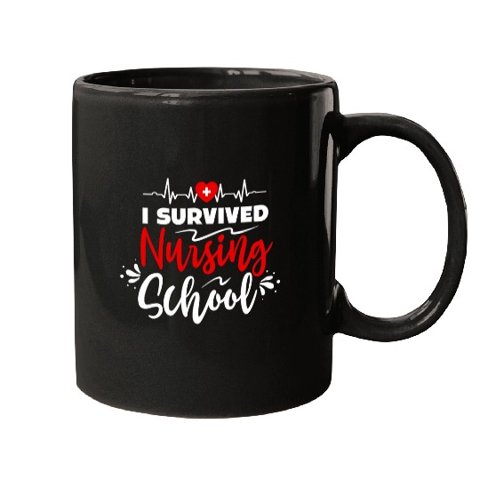 nurses Student i survived nursing school essentials Mugs
