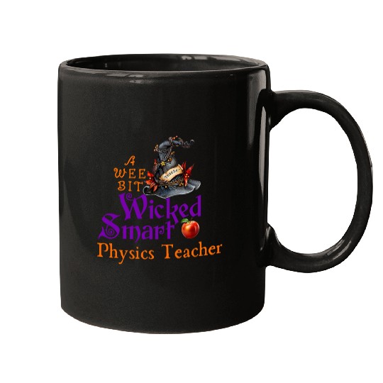 Cute A Wee Bit Wicked Physics Teacher Halloween Mugs