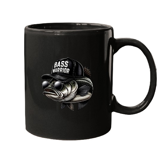 Funny Bass Fish Warrior Trucker Hat Fishing Fisherman Mugs