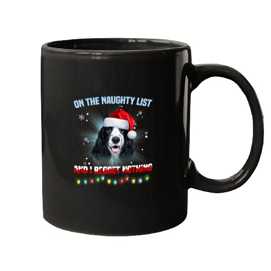 Dog Cocker Spaniel On The Naughty List And English Cocker Spaniel Christmas Mugs