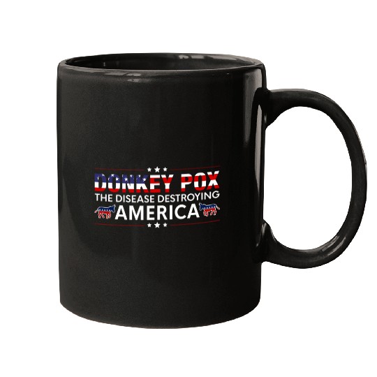 Donkey Pox The Disease Destroying America USA Flag Funny 22 9 Mugs