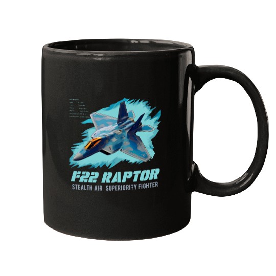 F22 Raptor Fighter Jet Military Airplane Pilot Veteran Day Mugs