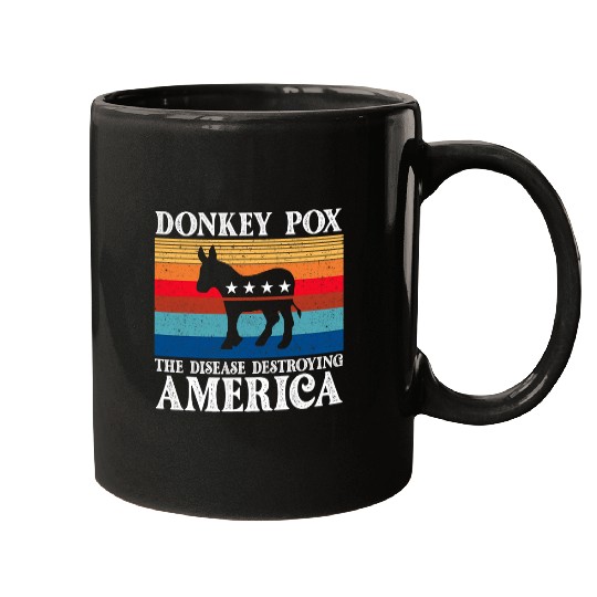 donkey pox  disease destroying america usa flag 3 Mugs