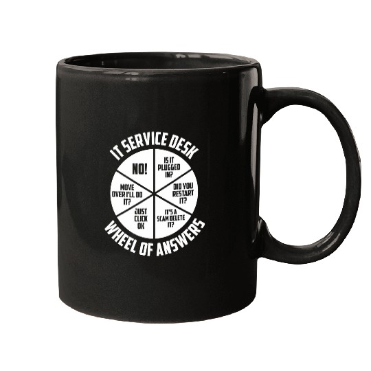 IT Service Desk Wheel Of Answers Funny Programmer Technology Mugs