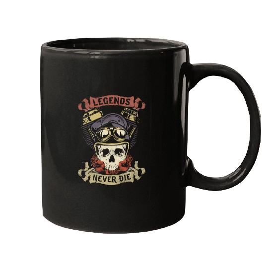 Skeletons Skulls Lover Skeletons Legends Never Die Skull Motorcycle Biker Throttle Skull Mugs