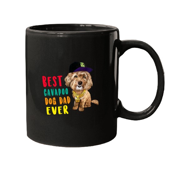 Mens bests Cavapoo Dog Dad Ever Fathers Day Hipster Hat Chains Mugs