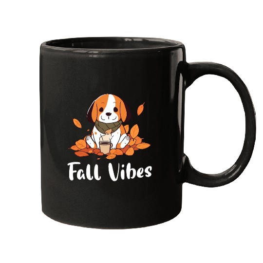 Beagle Fall Vibes Funny Dog Pumpkin Spice Latte Mugs